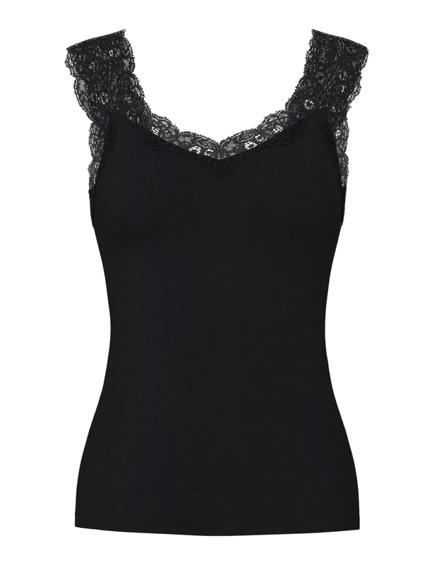 PIECES Women's Pcbarbera Lace Top Noos Top, Black, M