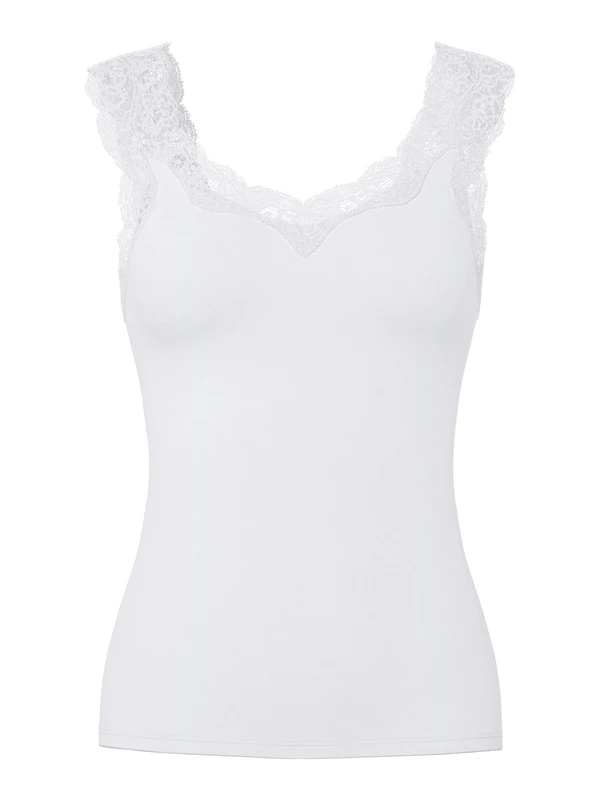 PIECES Women's Pcbarbera Lace Top Noos Top, Bright White, M