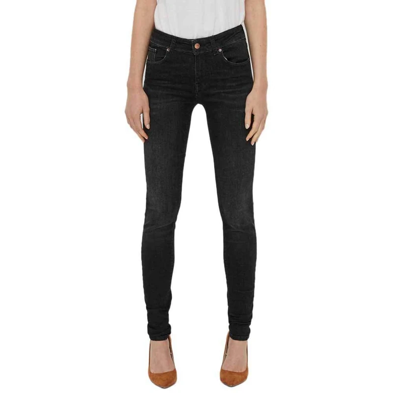 Vero Moda Women's VMLUX MR Slim Jeans RI101 NOOS, Black, S