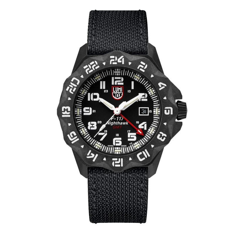 Luminox - F-117 Nighthawk XA.6422 - Mens Watch 44mm - Pilot Watch in Black Date Function Second Time Zone 200m Water Resistant - Sapphire Glass - Mens Watches - Swiss Made