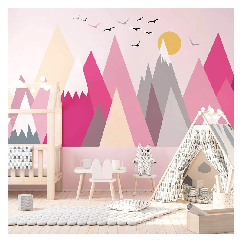 Ambiance Stickers Scandinavian Martika Mountains Wall Decals, DIY Home Decor, Peel and Stick Removable Stickers, Waterproof and Self Adhesive Wall Art - H115 x L230 CM