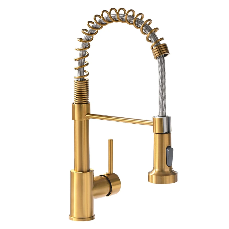 GIMILI Gold Kitchen Faucet with Sprayer,Modern Single Handle High-Arc Pull Out Kitchen Sink Faucet with Pull Down Sprayer