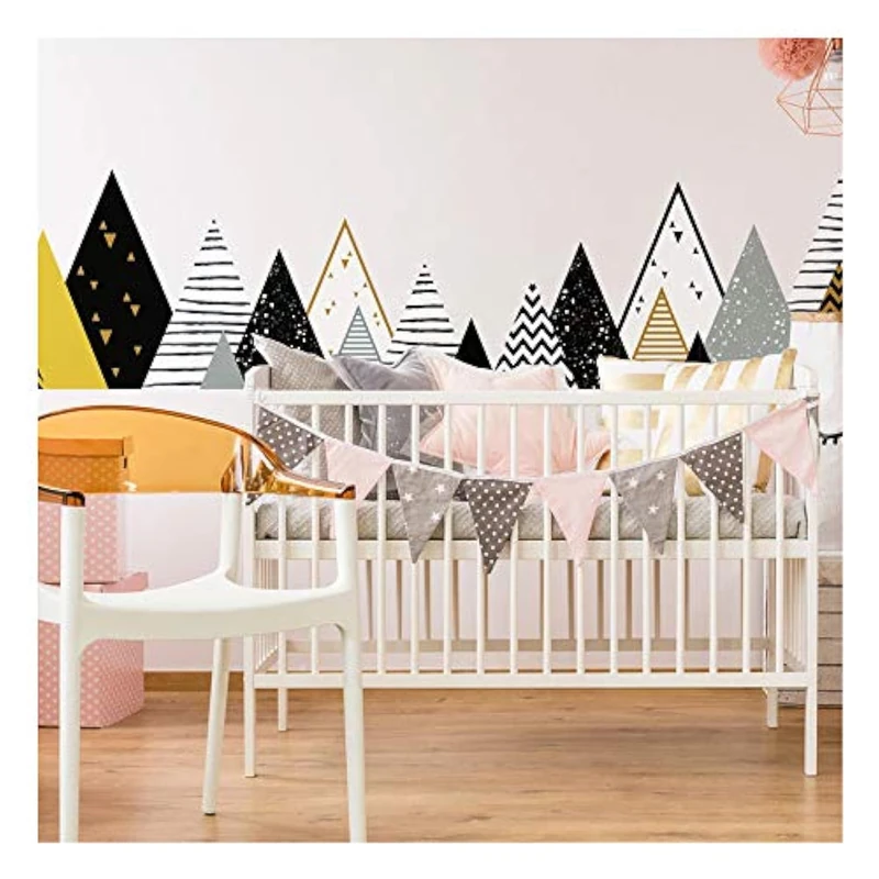 Ambiance Stickers Scandinavian Chapka Mountains Wall Decals, DIY Home Decor, Peel and Stick Removable Stickers, Waterproof and Self Adhesive Wall Art - H65 x L240 CM