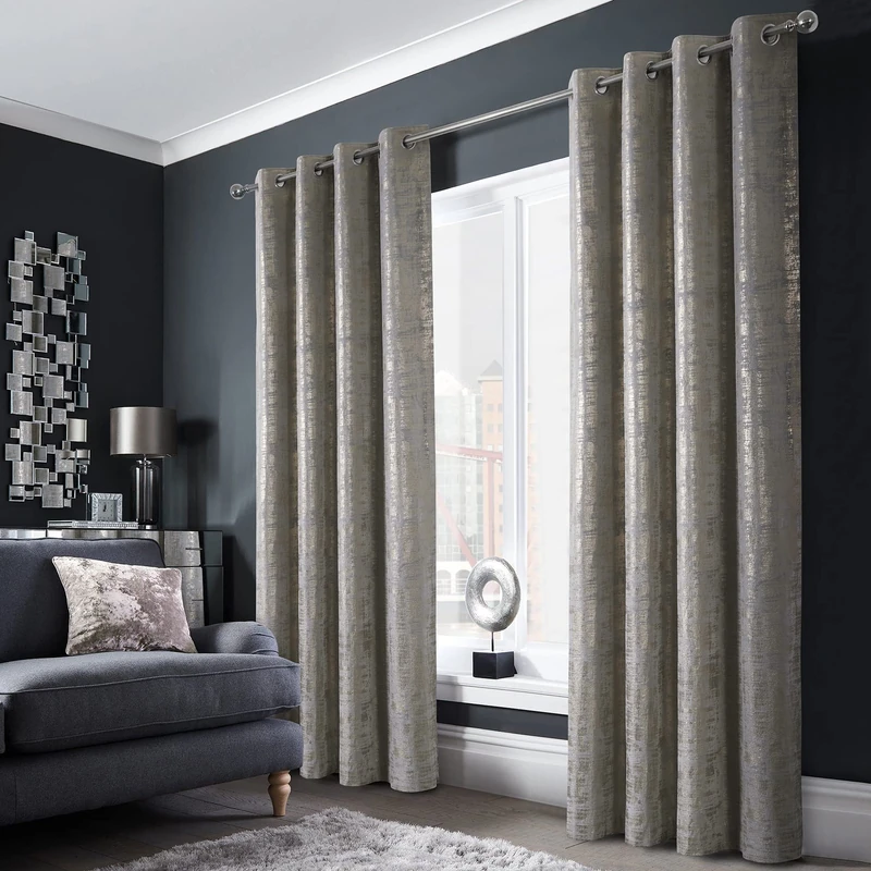 always4u 100% Blackout Soft Velvet Curtains for Bedroom Living Room Thermal Energy Saving 108 Inches Long Luxury Gold Foil Print Drapes 2 Panels Silver