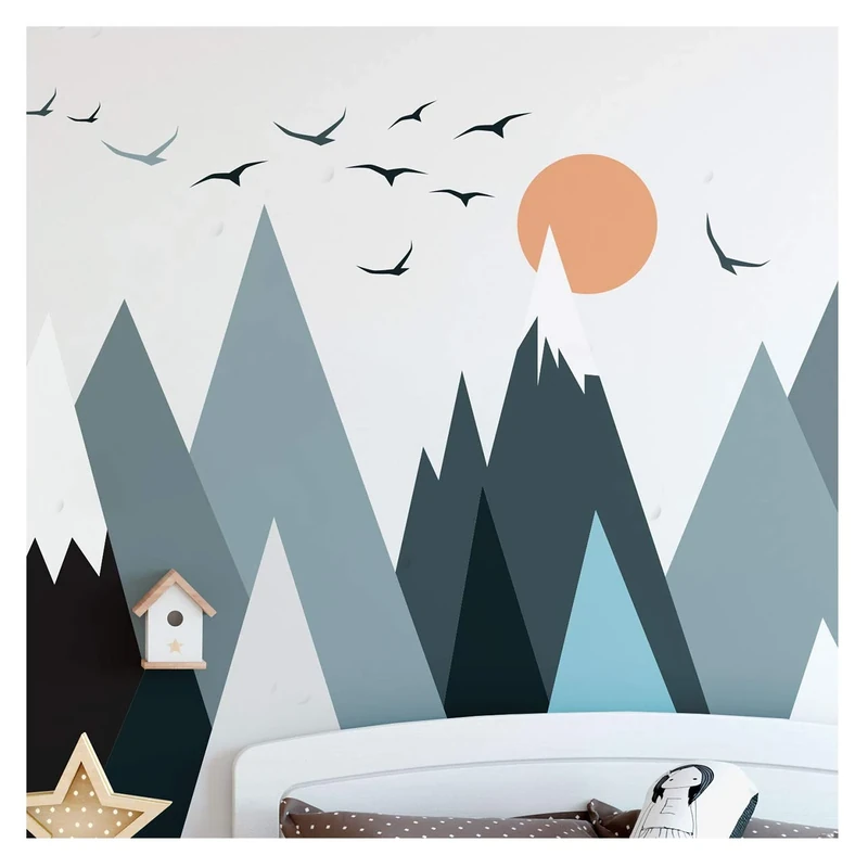 Ambiance Stickers Scandinavian Parka Mountains Wall Decals, DIY Home Decor, Peel and Stick Removable Stickers, Waterproof and Self Adhesive Wall Art - H115 x L230 CM