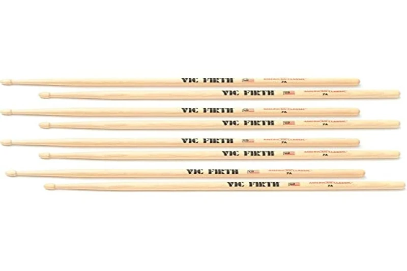 Vic FIrth - American Classic® Drumsticks 7A - American Hickory - Wood Tip - 4 Pair Value Pack