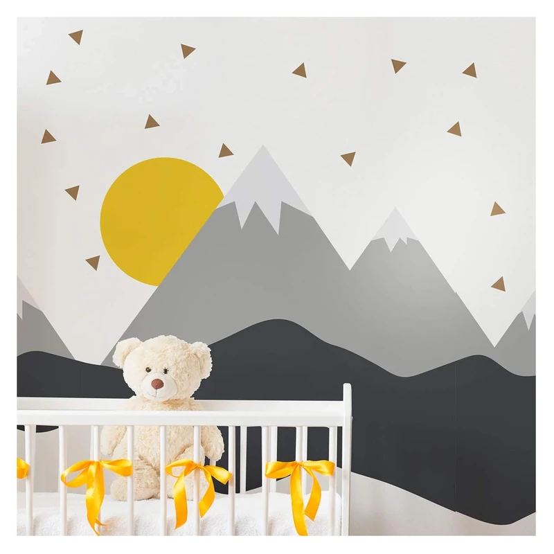 Ambiance Stickers Scandinavian Nordika Mountains Wall Decals, DIY Home Decor, Peel and Stick Removable Stickers, Waterproof and Self Adhesive Wall Art - H120 x L270 CM
