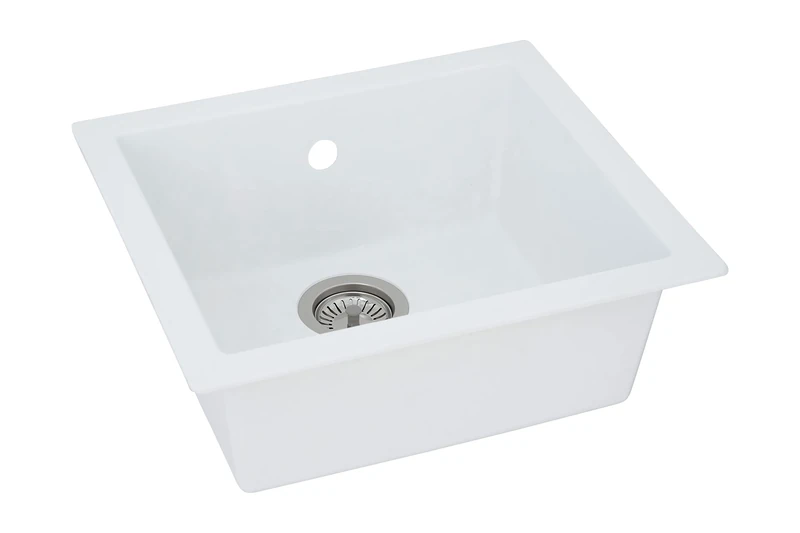 Respekta Ohio Mineralite Sink in White / 1 Basin Built-in Sink in 50 x 44 cm/Suitable for Base Cabinets from 50 cm Wide