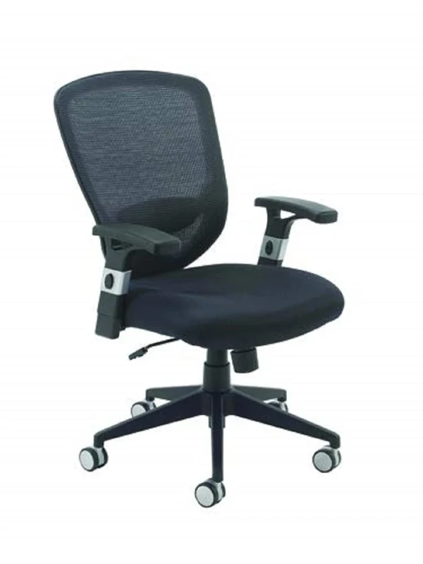Office Hippo High Back Mesh Chair, Lock Tilt Mechanism, 1D Adjustable Arms, Black