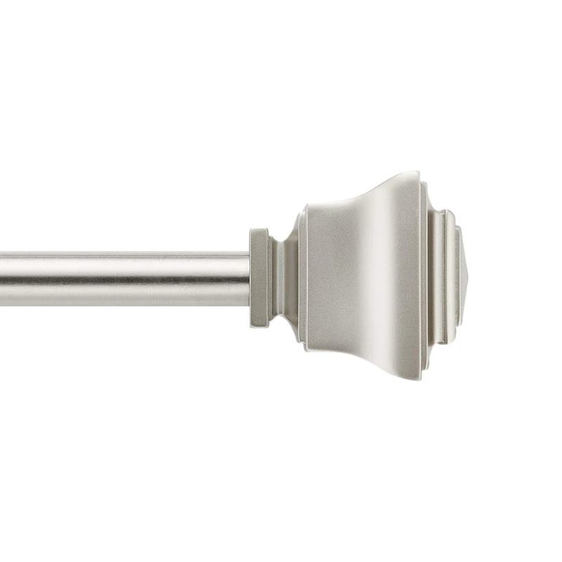 MODE Simplicity Single Curtain Rod Set with Square finials 32" - 90" in Nickel