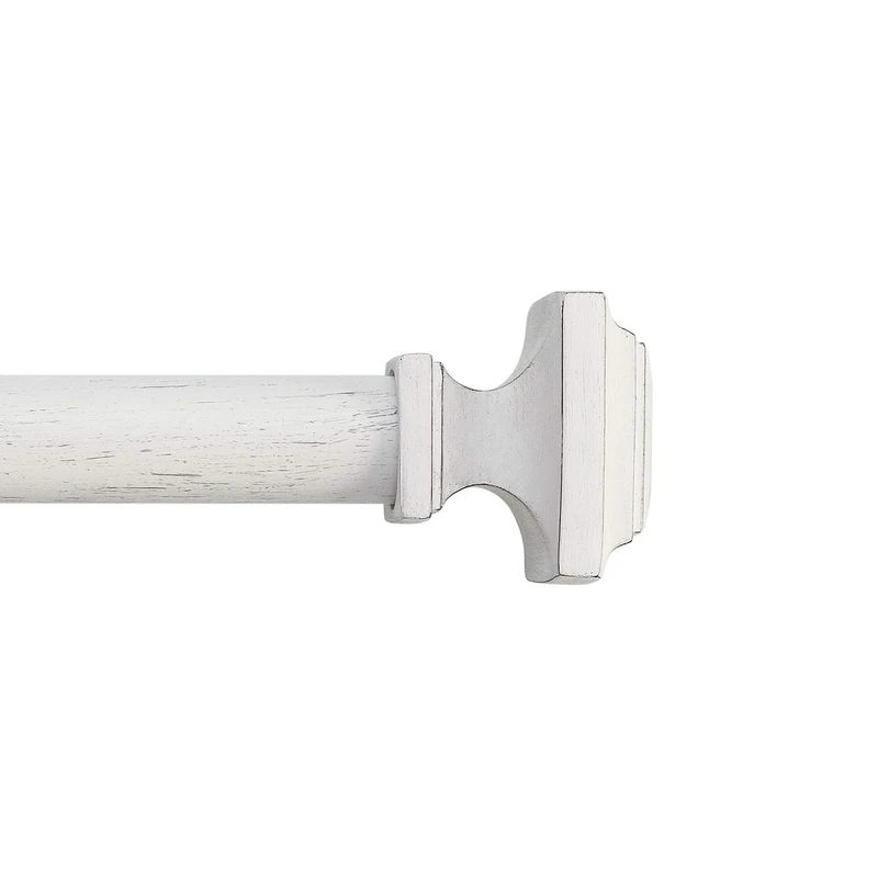 MODE Farmhouse Collection Single Curtain Rod Set with Cottage Square Finials - 36 to 72 in, White