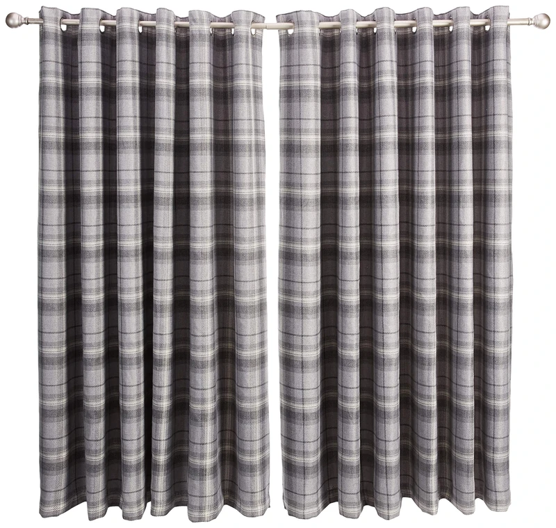 Sundour Carnoustie Eyelet Ring Top Curtains 90x72 Grey, Polyester, 90 x 72