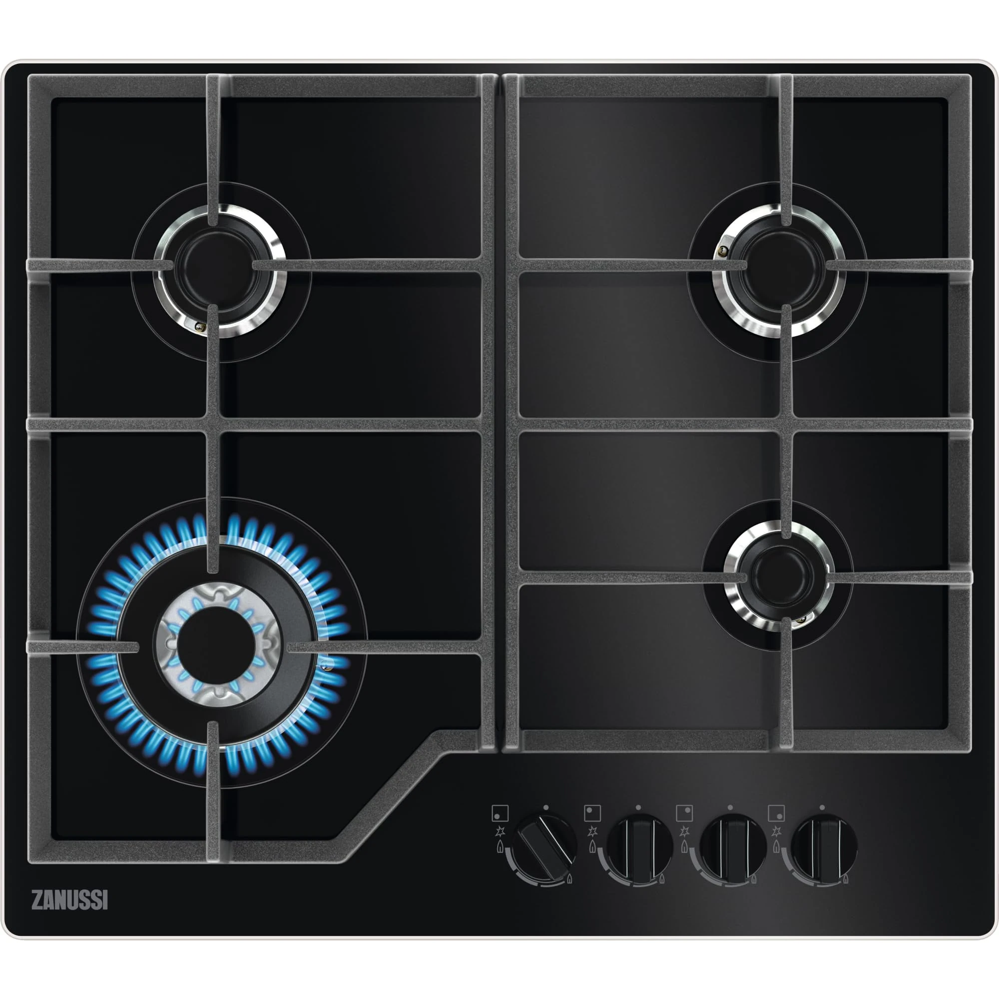Zanussi Series 60 60cm Gas on Glass 4 Burner Gas Hob - Black