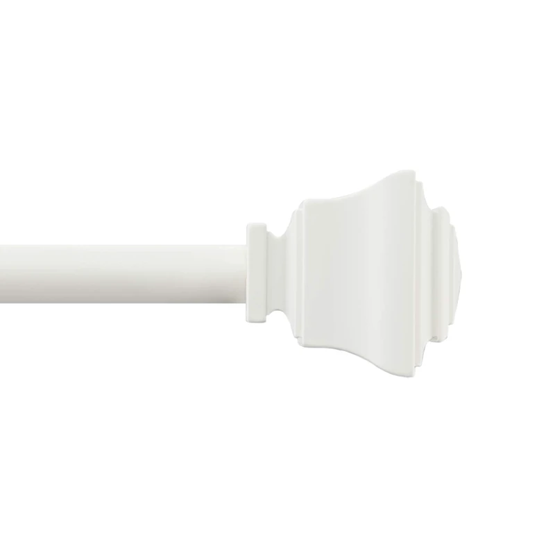MODE Simplicity Single Curtain Rod Set with Square finials 32" - 90" in White