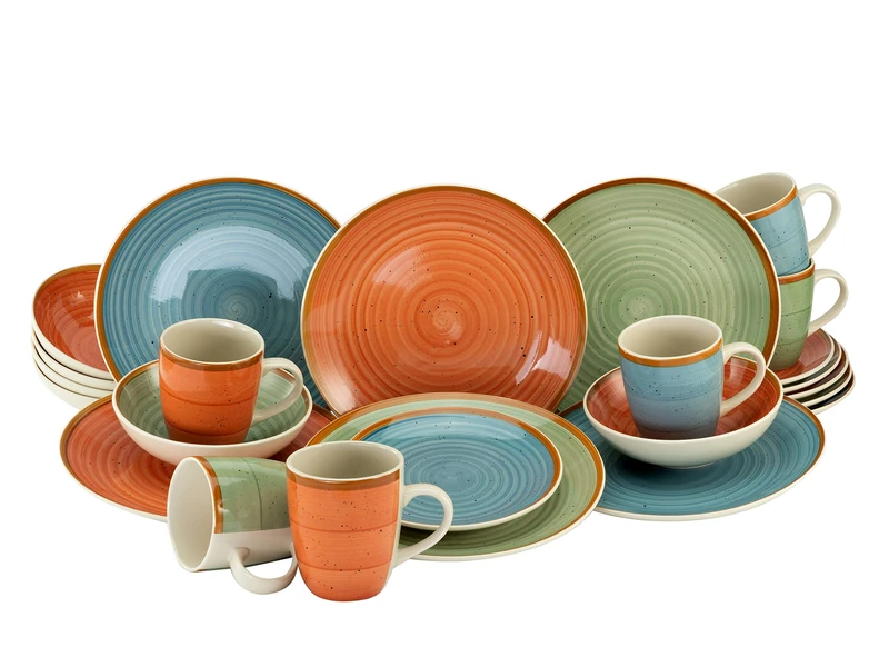 CreaTable, 22851, série Country, Ensemble de vaisselle, Service combiné 24 pièces, Stoneware, Multicoloured