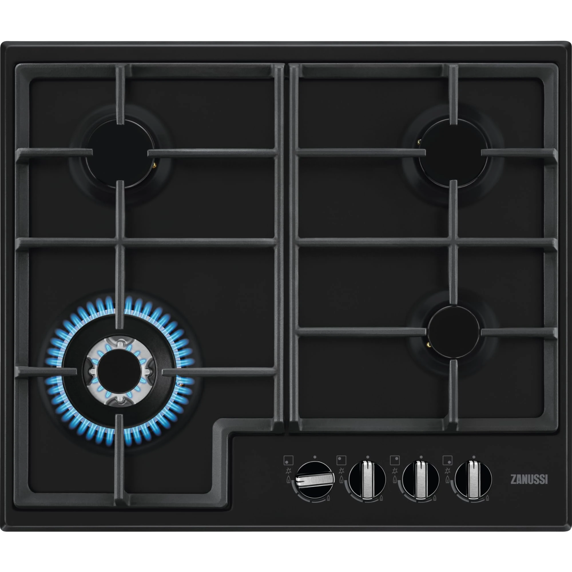 Zanussi Series 40 60cm 4 Burner Gas Hob with Wok Burner - Black