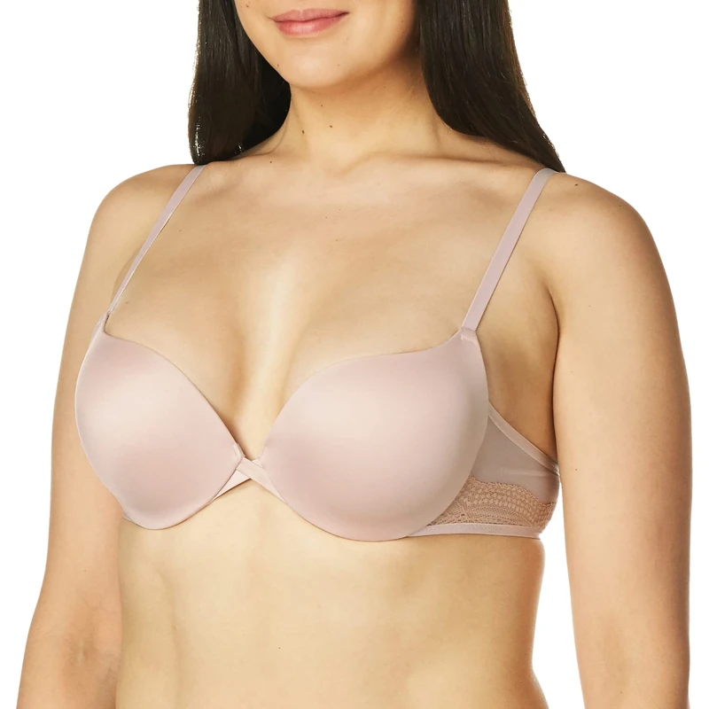 Maidenform Women's Underwire, Love The Lift Smoothing Lace Demi, Push-up Bra, Opaque, Sandshell/Honey Blush Beige, 32B