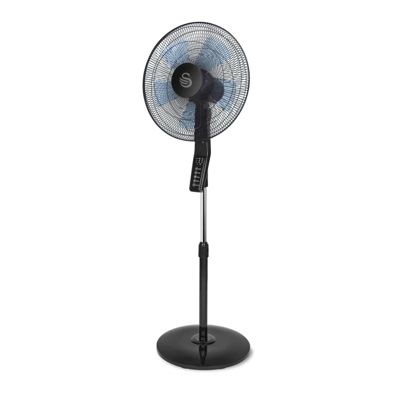 Swan SFA23010N 16 Inch Pedestal Fan Built-in Timer, Oscillation Function, Remote Controlled, 60W, Black