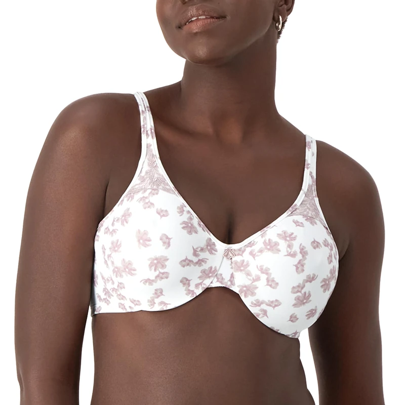 Bali Women's Passion for Comfort Minimizer Underwire Bra, White Floral Print, 38DD