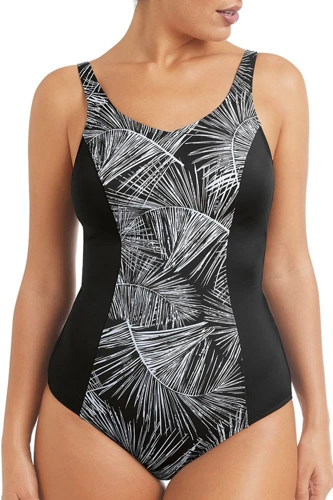 AMOENA Florida Full Bodice Swimsuit - Black/White/Silver - 34B