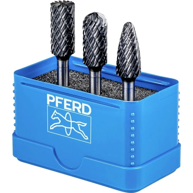 PFERD HM milling bit Set, 3-Piece, All-Round Teeth, HICOAT Coating, Shaft Diameter 6 mm, milling bit Diameter 12 mm, Toothed Length 25 mm, 21901415 - for Versatile use on The Most Important Materials