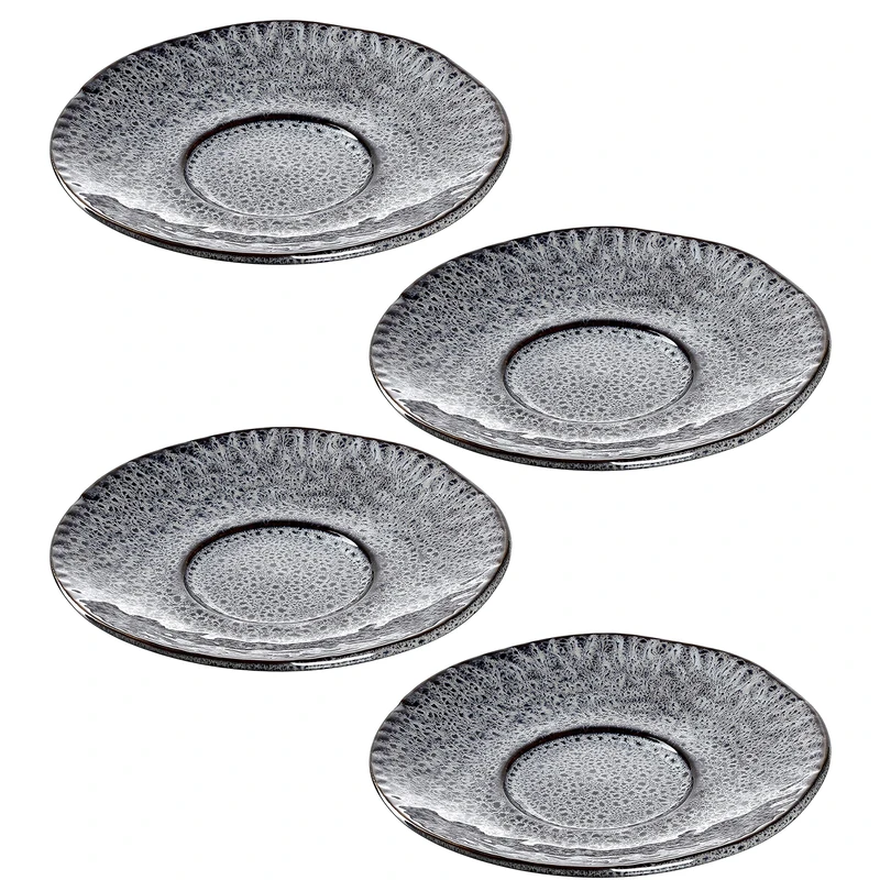 LEONARDO HOME 018590 Matera Ceramic Saucer 15 cm Anthracite Set of 4, 10 Unknown_Modifier, Charcoal