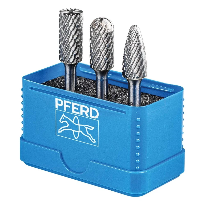 PFERD HM milling bit Set, 3 Pieces, All-Round Teeth, Shaft Diameter 6 mm, milling bit Diameter 12 mm, 21901414 - for Versatile use on The Most Important Materials