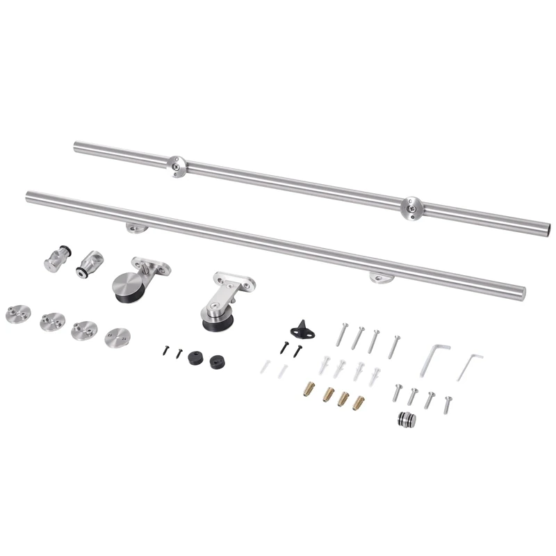 HOMCOM Wooden Sliding Door Kit Stainless Steel Smooth Operation Hardware Track Kit System Unit for Single Door 2000mm