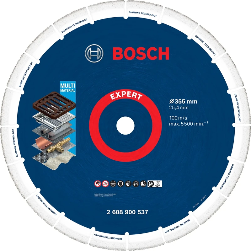 Bosch Professional 1x Expert Diamond Metal Wheel Large Size Cutting Disc (for Cast iron, Ø 355 mm, Accessories Petrol Saw, Chop Saw)