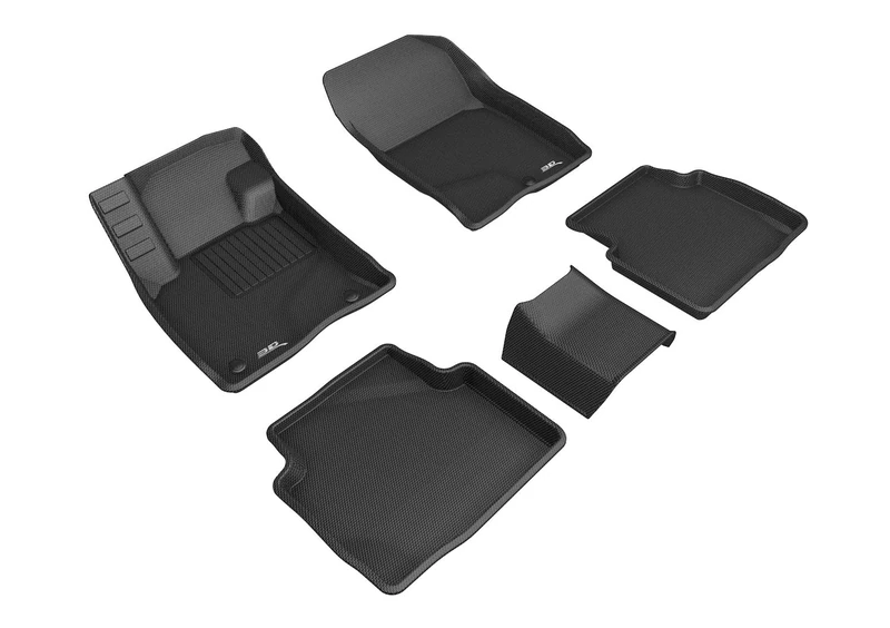 3D MAXpider Complete Set Custom Fit All-Weather Floor Mats for Select Ford Escape Models - Kagu Rubber (Black) - Image 1