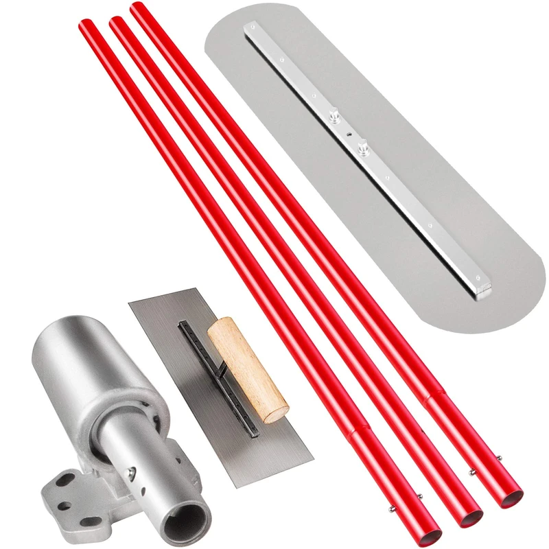 VEVOR Bull Float Manganese Steel Concrete Float 900x200mm, Red Handle, Adjustable Bracket, Complete Kit for Concrete Finishing