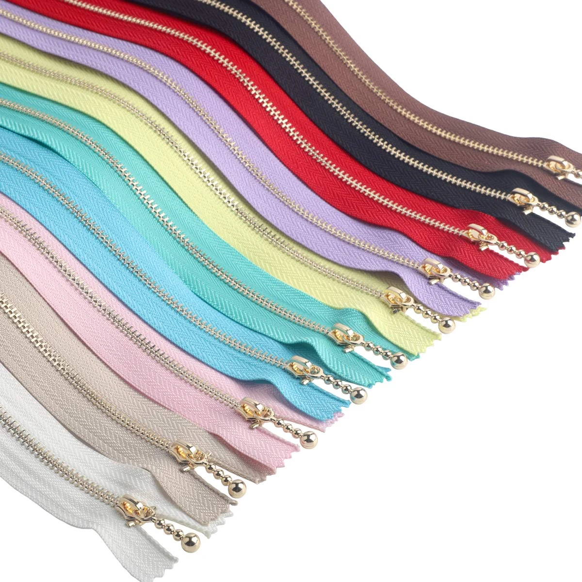 BEAULEGAN Metal Zippers 10 Pcs - #3 Gold Close-end Zips 15 cm (6 Inch), Assorted Color