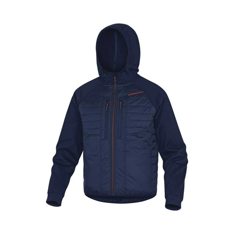Delta Plus MOOVEMOGT 2 Component Polyamide Ripstop Jacket with PU Coating and Polyester and 2 Laminated Layers, Quilted, Navy/Orange, Large, Pack of 10