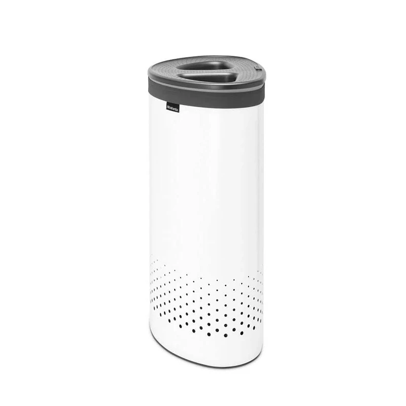 Brabantia - Selector Laundry Bin - Two Sorting Compartments - Portable Laundry Bag Inside - Quick-drop Opening - Ventilation Holes - Non-Scratching Bottom - Space Efficient - White - 55L