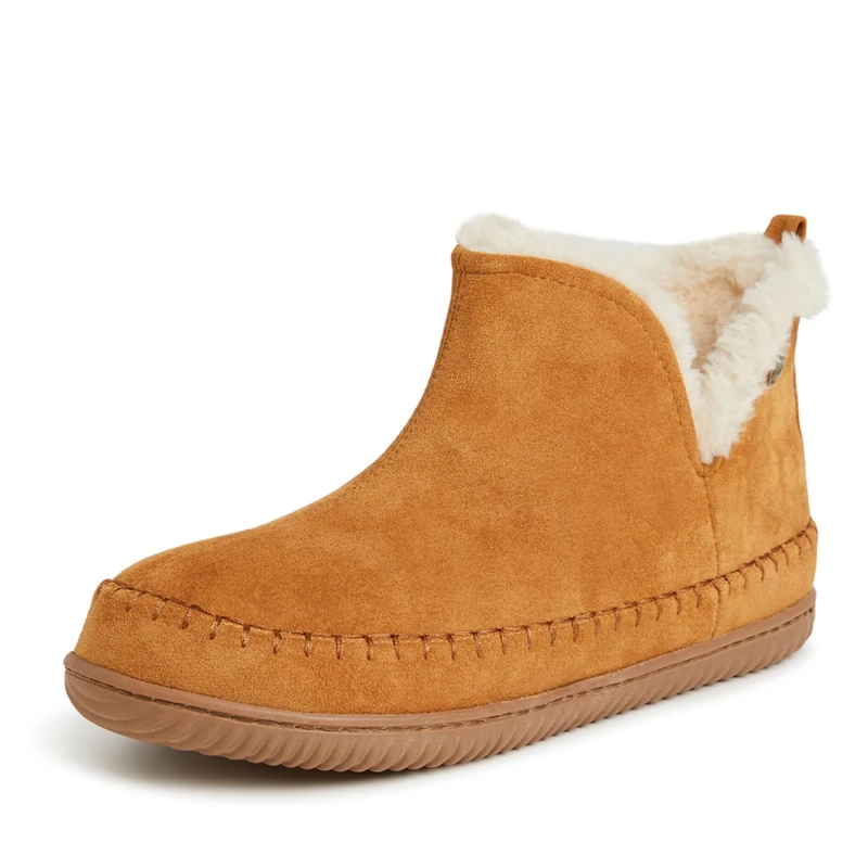 Dearfoams Alpine Men's Brixen Indoor/Outdoor Memory Foam Boot Slipper Ankle, Whiskey, 10/11 UK