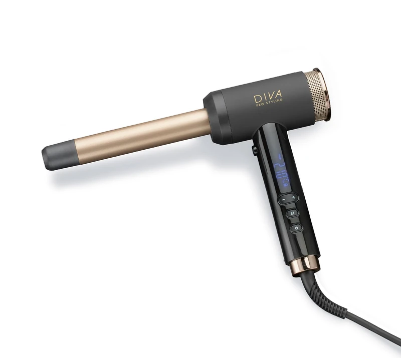 Diva Pro Styling Air Curl | Lightweight Ceramic Curling Iron | MAK Oil-Infused Barrel (Macadamia, Argan & Keratin), Cold-Air Fix