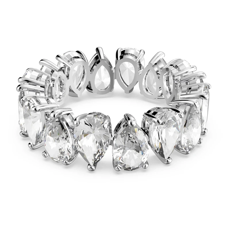 Swarovski Vittore Pear Cut White Crystal Ring - Rhodium Plated