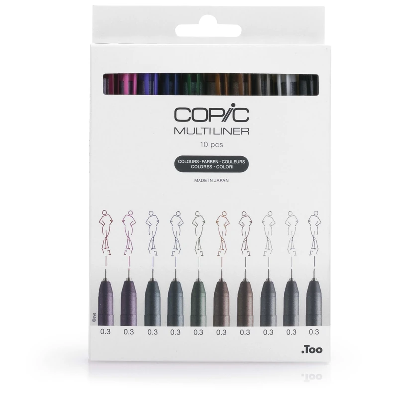 COPIC Multiliner, Multicoloured, Set of 10 Pens, Fine, Art & Crafts, Colouring, Graphics, Highlighter, Design, Anime, Professional & Beginners Supplies