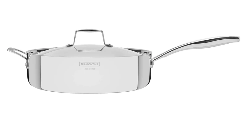 Tramontina Grano Frying Pan with Lid 3-Ply Stainless Steel for Induction, Electric, Gas and Ceramic Glass Hobs, Cookware, Kitchen, 30 cm, 5.6 litres, 62140300