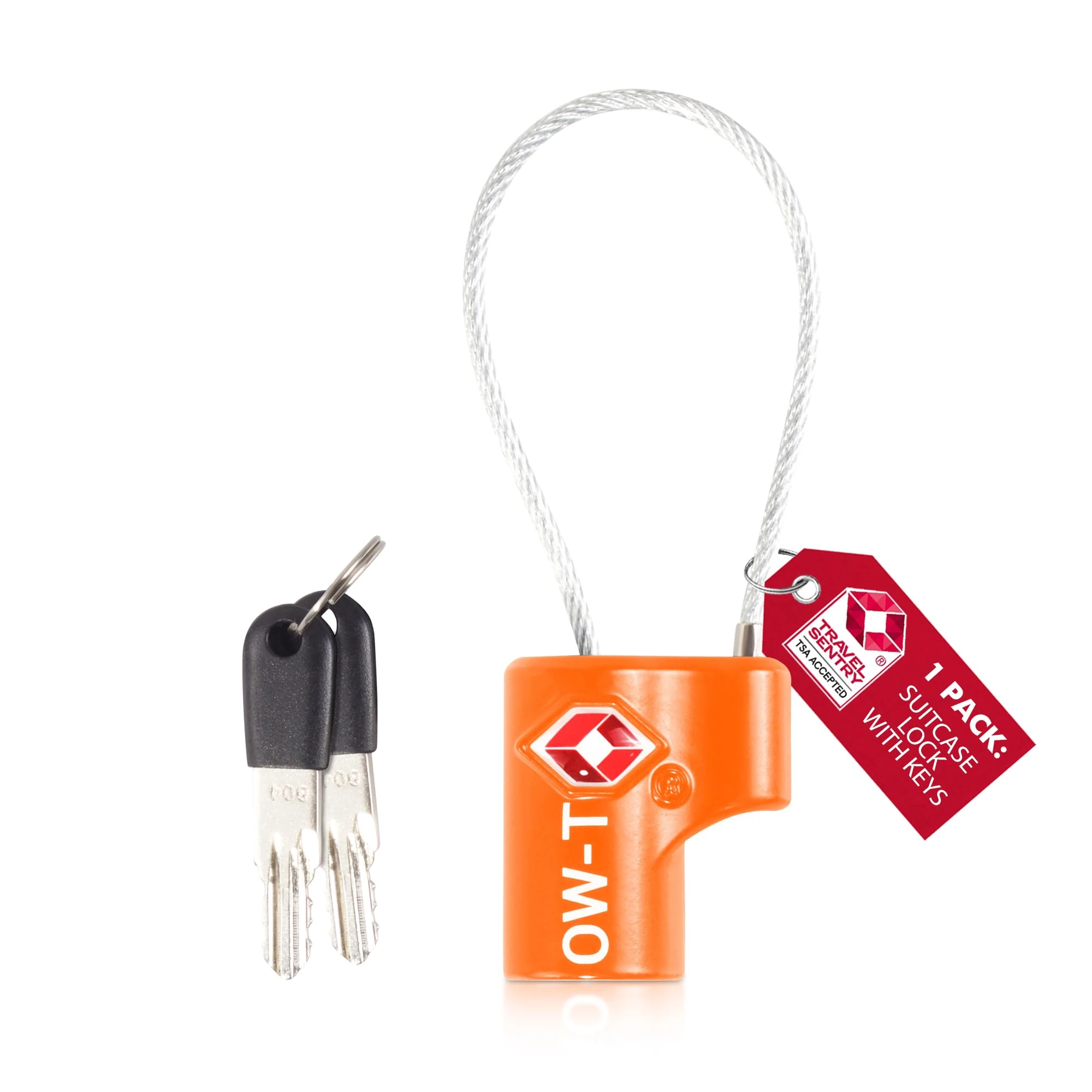 OW-Travel TSA Approved Luggage Locks Suitcase Locks with Keys (1 Pack Orange) Flexible Cable Travel Padlock Bag Small Padlock. Luggage Padlocks for Suitcases. Mini Wire TSA Suitcase Padlocks with Keys