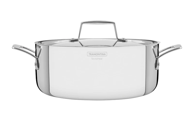 Tramontina Grano Casserole Dish 3-Ply Stainless Steel for Induction, Electric, Gas and Ceramic Glass Hobs, Cookware, Kitchen, 24 cm, 4.7 litres, 62143240