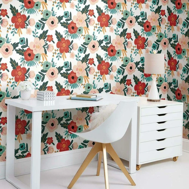 RoomMates RMK11625RL 45.72 cm x 5.74 m Vinyl Poppy Floral, Red and Blue