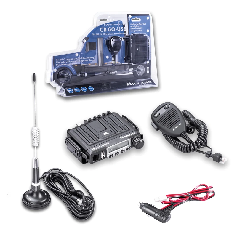 Midland CB GO-USB CB Radio Kit - 40 Channels with LC29 Antenna
