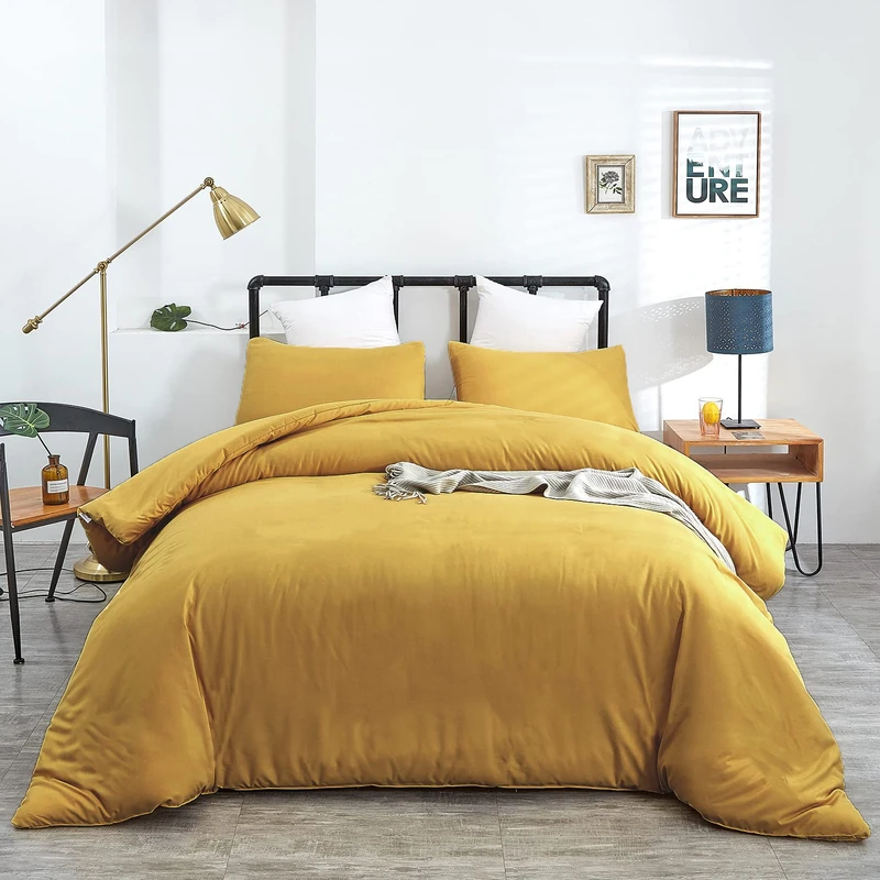 Wellboo Mustard Yellow Quilt Sets for Women Girls Dark Yellow Adult Teens Pure Deep Yellow Quilt Lightweight Durable Blankets Ginger Yellow Breathable Soft