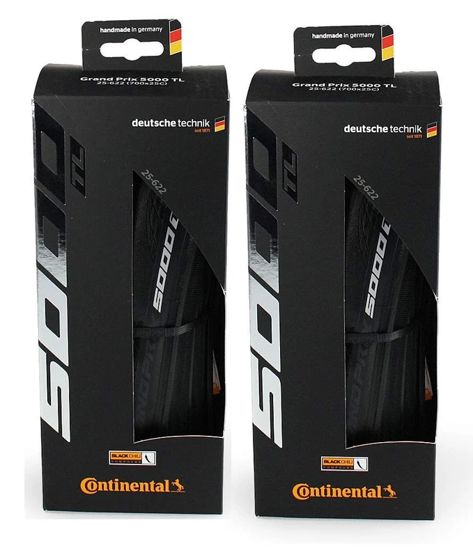 Continental Grand Prix 5000 TL 700 X 28 Black-BW + Black Chili 2-Count