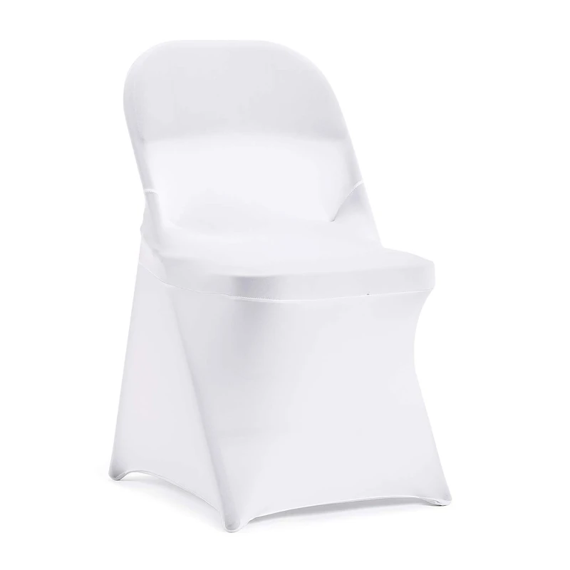 Peomeise Stretch Spandex Folding Chair Cover for Wedding Party Dining Banquet Event (25, White)