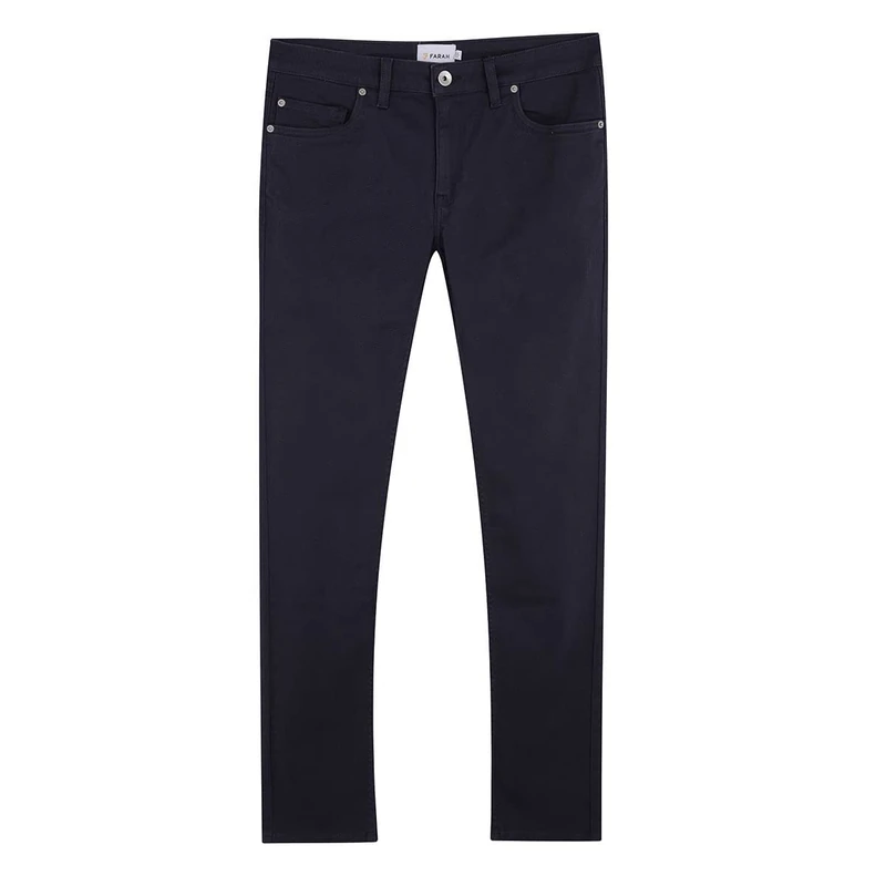 Farah Men's Drake Slim Fit Cotton Twill Trousers, True Navy, 34/33