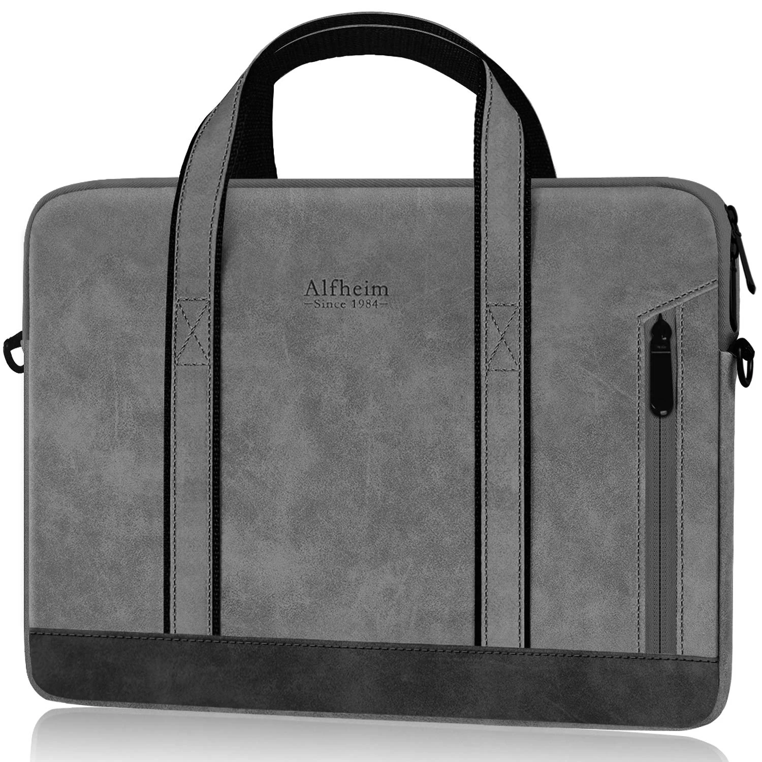 Alfheim 15/15.6/16 inch Laptop Bag, Waterproof Leather Laptop Briefcase Messenger Bag with Shoulder Strap for Women/Men/Travel/Business, Compatible with Macbook Pro 16 inch