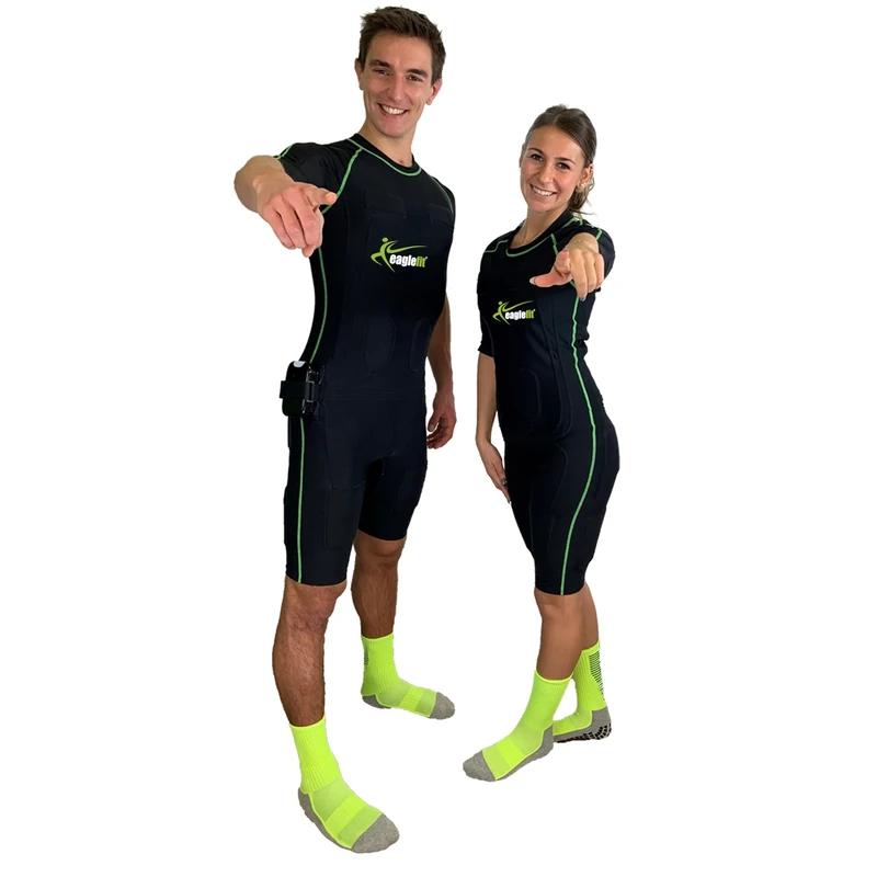eaglefit - „Home System“ EMS suit complete system with 20 electrodes (electric muscle stimulator) Full body fitness training for at home - Electrical muscle stimulation cordless incl. App XXL