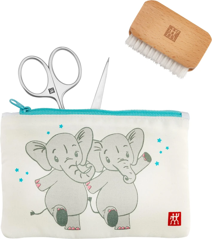 ZWILLING Baby and Children Nail Scissors Set (for safe nail care, 3 piece set with nail file and nail brush, gift set), Premium, White